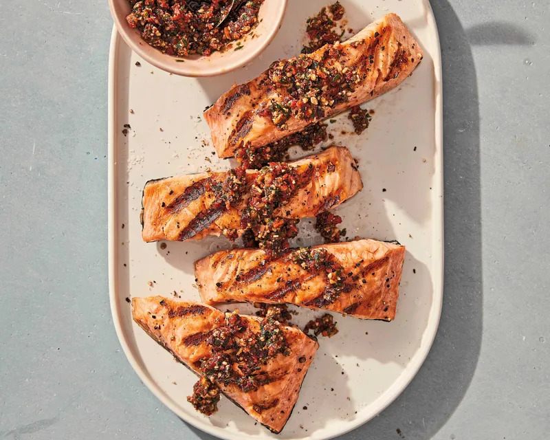 Grilled Salmon With Quick Tapenade